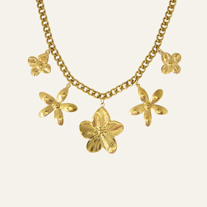 Floral Charm Necklace - Gold