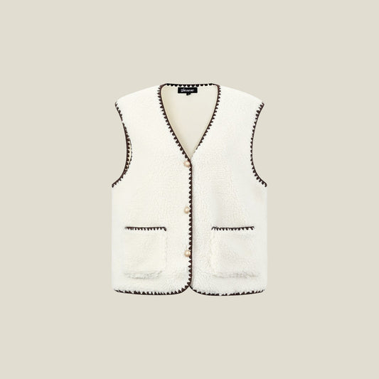 FLUFFY GILET - WIT