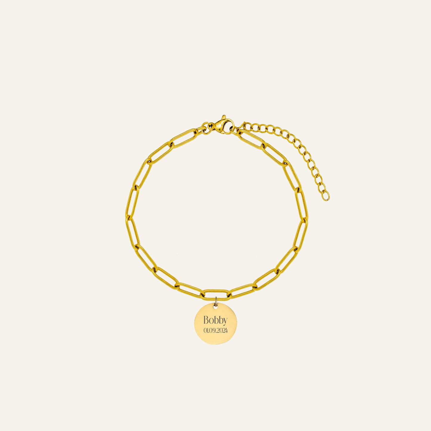 GEGRAVEERDE ARMBAND ROND - GOUD