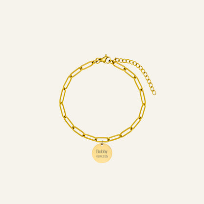 GEGRAVEERDE ARMBAND ROND - GOUD