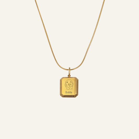 ENGRAVED NECKLACE WITH ILLUSTRATION #1 - GOLD