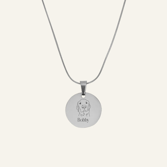 ENGRAVED NECKLACE WITH ILLUSTRATION #2 - SILVER