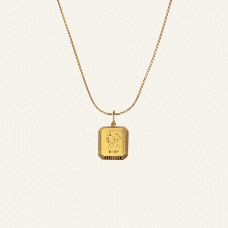 ENGRAVED NECKLACE WITH ILLUSTRATION #1 - GOLD
