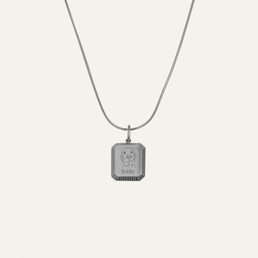 GEGRAVEERDE KETTING RECHTHOEK - ZILVER