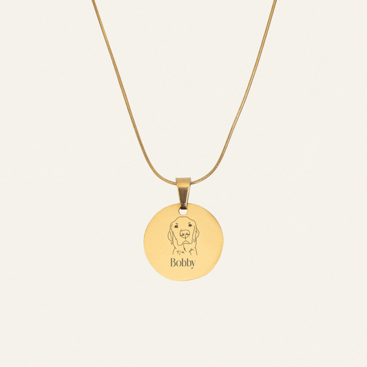 GEGRAVEERDE KETTING ROND - GOUD