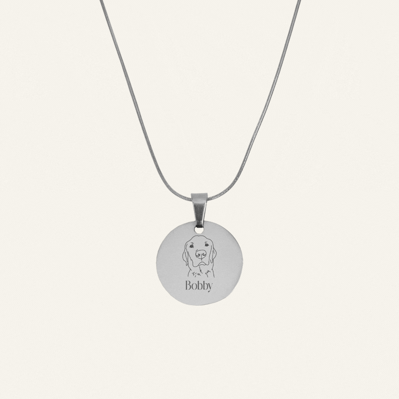 GEGRAVEERDE KETTING ROND - ZILVER