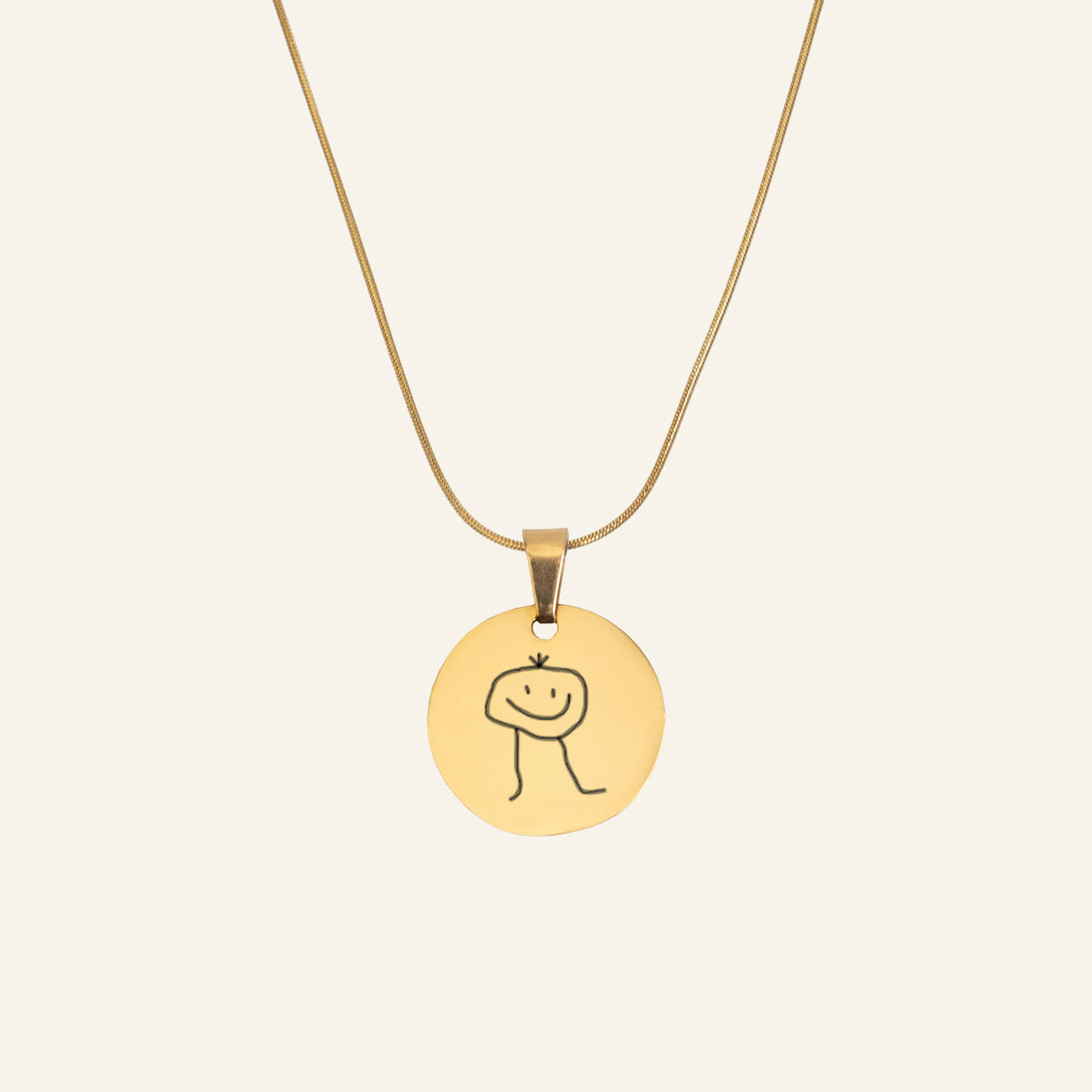 ENGRAVED NECKLACE WITH ILLUSTRATION #1 - GOLD
