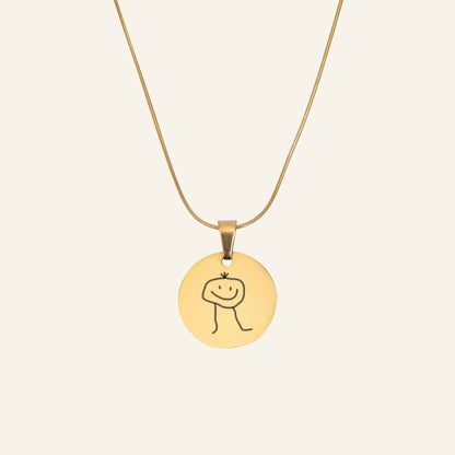 ENGRAVED NECKLACE WITH ILLUSTRATION #1 - GOLD