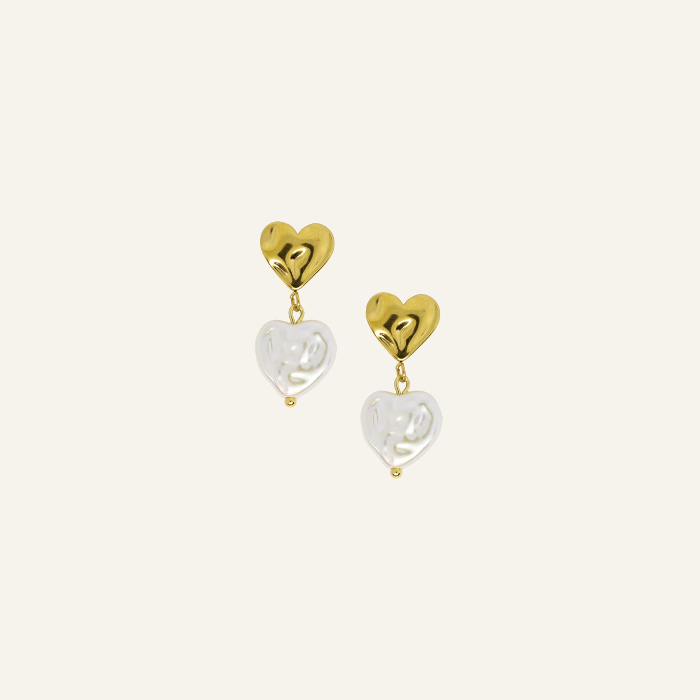 Heart Pearl Earrings - Gold