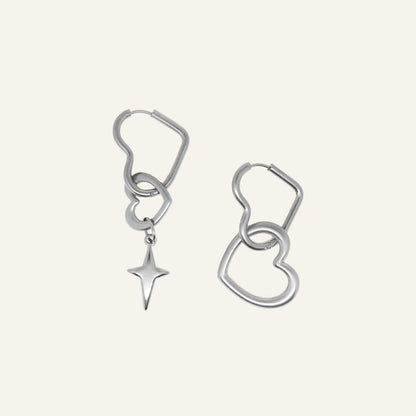 HEART SPARKLE CREOLES - SILVER