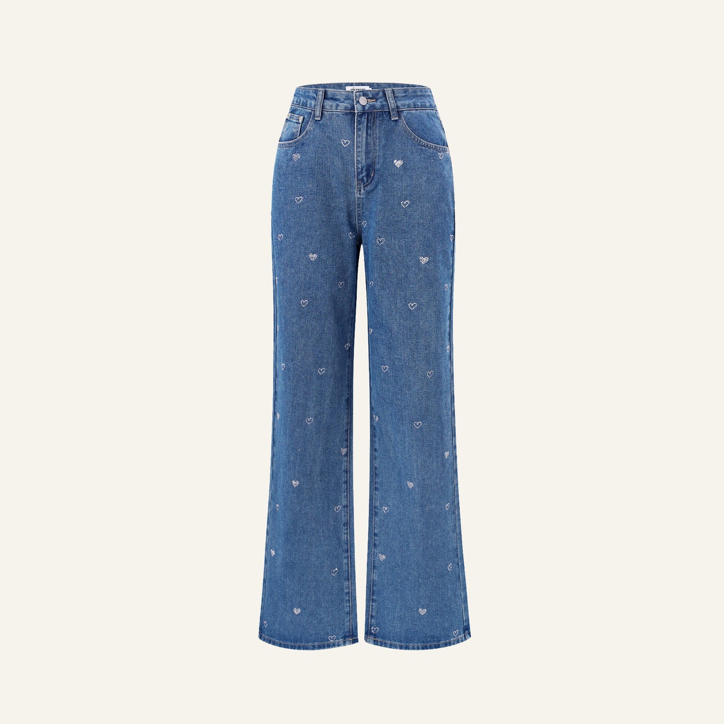 HEART STRAIGHT JEANS - BLAUW