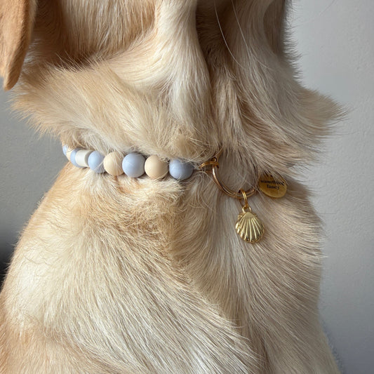 BEADS ANTI-TEKEN HONDENKETTING - BLAUW/GOUD