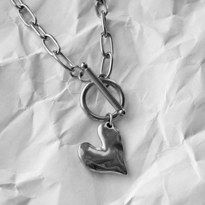 Heart Lock Necklace - Silver