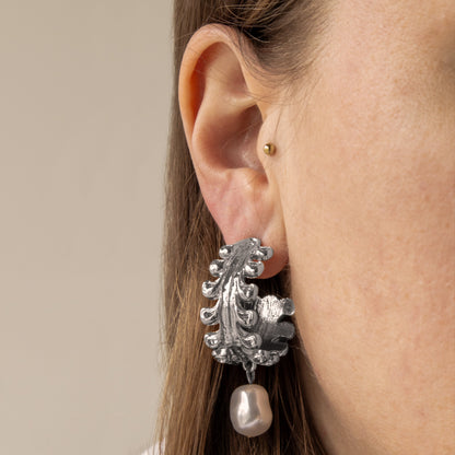 Pearl Statement Earrings - Silver
