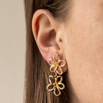 OPEN FLOWER EARRINGS - GOLD
