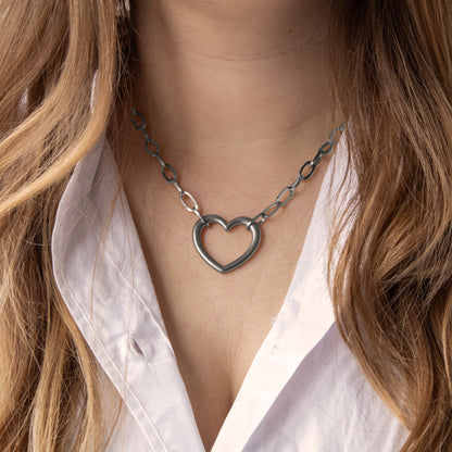 OPEN HEART NECKLACE - SILVER