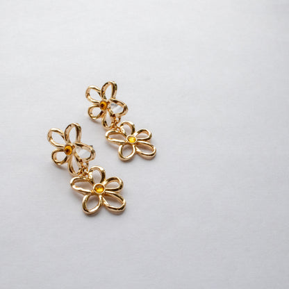 OPEN FLOWER EARRINGS - GOLD