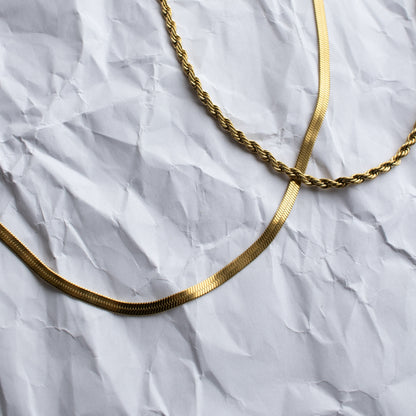 Fancy Flat Necklace - Gold