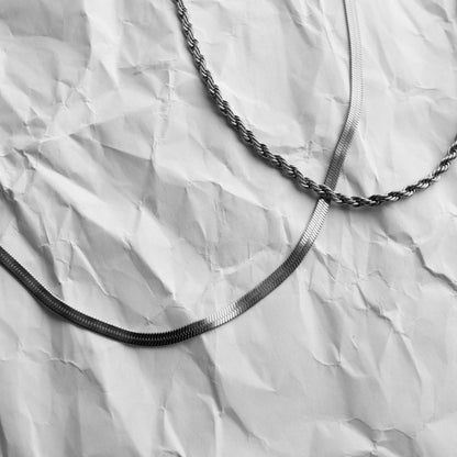 Fancy Flat Necklace - Silver