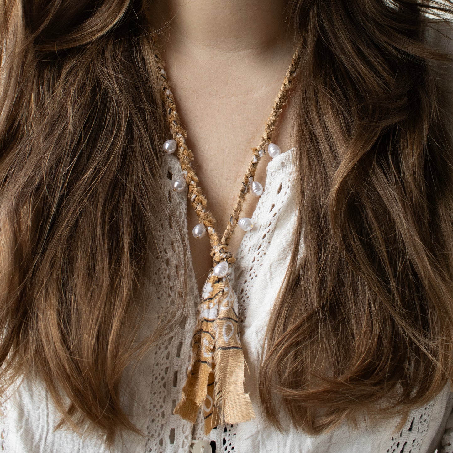 LIGHT BROWN BANDANA KETTING PARELS