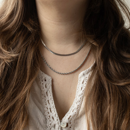 Fancy Flat Necklace - Silver