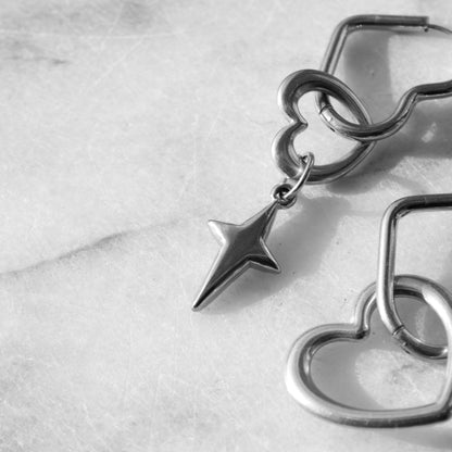 HEART SPARKLE CREOLES - SILVER