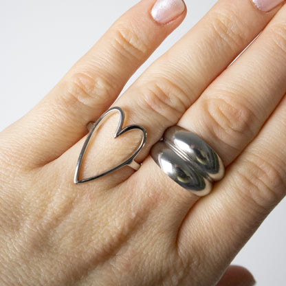 OPEN HEART RING - SILVER