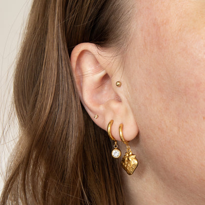 Custom Charm Hoop Earrings Strawberry - Gold