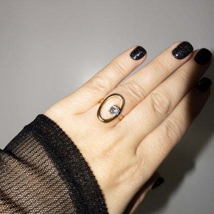 OPEN RHINESTONE RING - GOLD