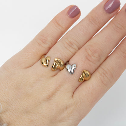 Double Heart Ring - Gold