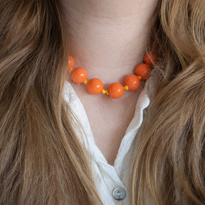 BIG BEADS NECKLACE - ORANGE/GOLD