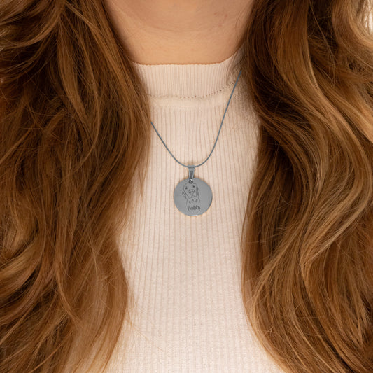 ENGRAVED NECKLACE WITH ILLUSTRATION #2 - SILVER