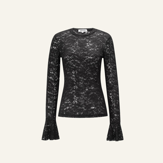LACE TOP - ZWART
