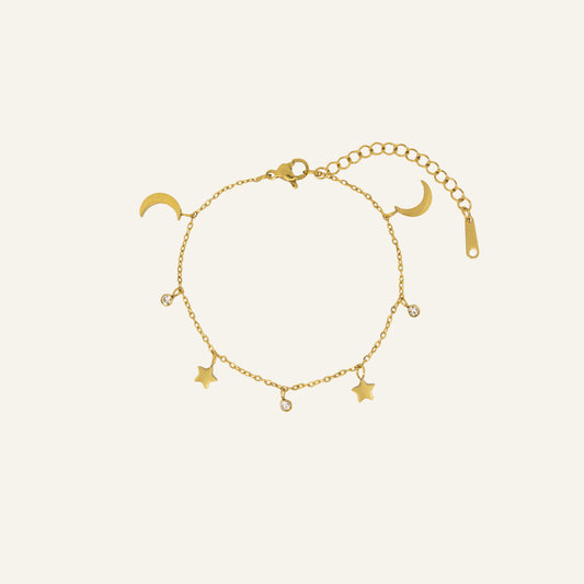 MOON & STARS ARMBAND GOUD