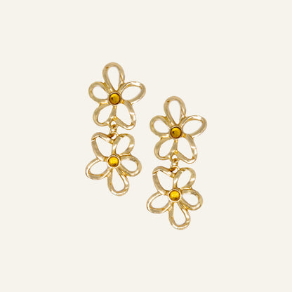 OPEN FLOWER EARRINGS - GOLD