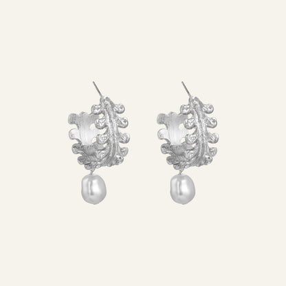 Pearl Statement Earrings - Silver