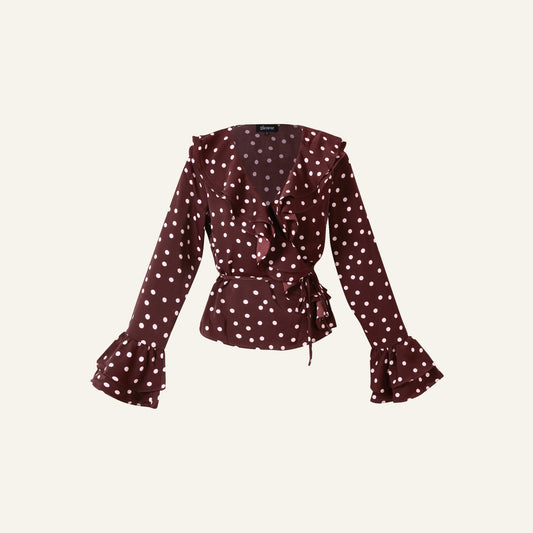POLKA DOTS BLOUSE - BORDEAUX