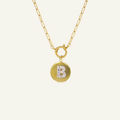 ROUND INITIAL PEARL NECKLACE GOLD