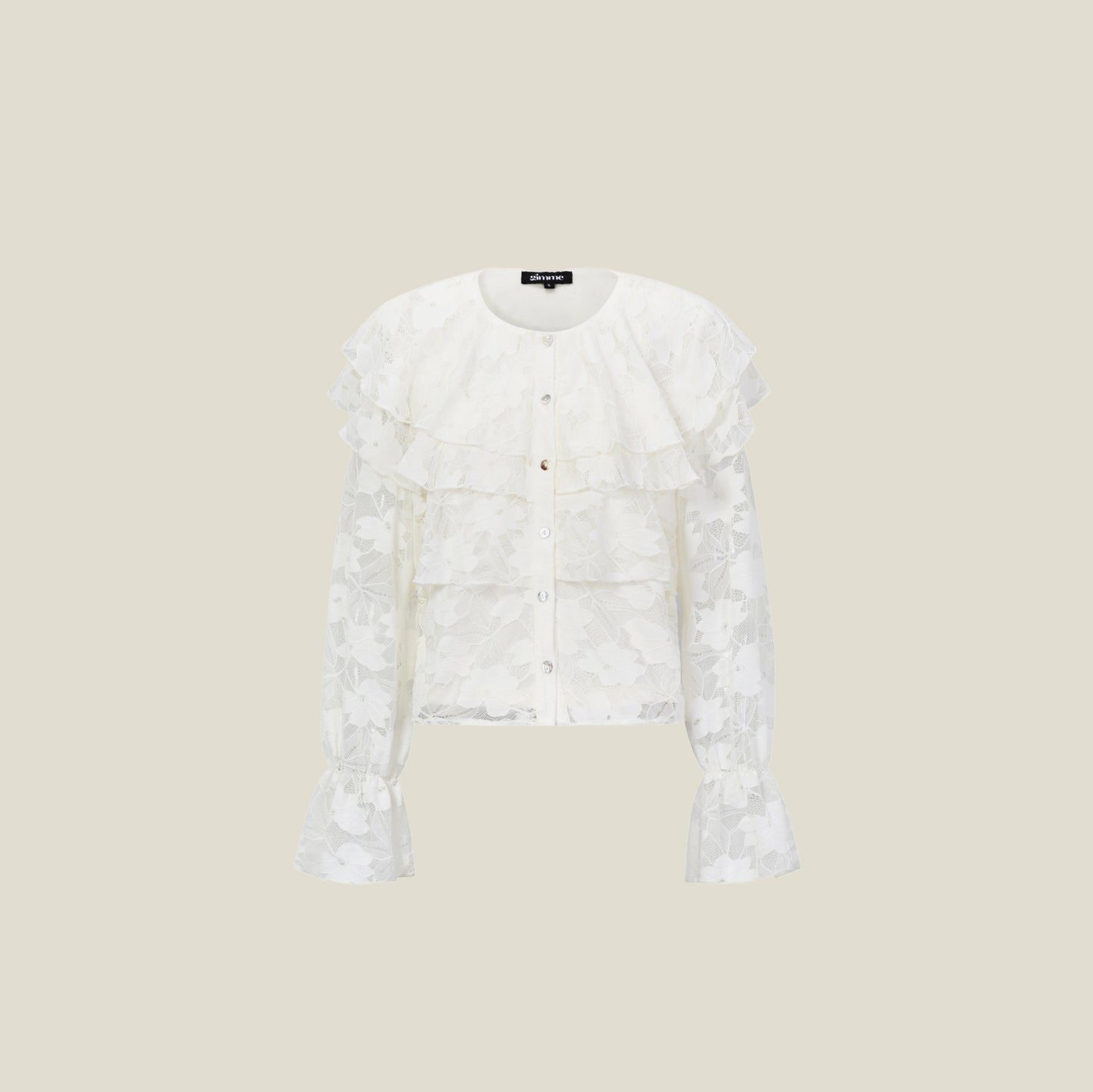 RUFFLE LACE BLOUSE - GEBROKEN WIT