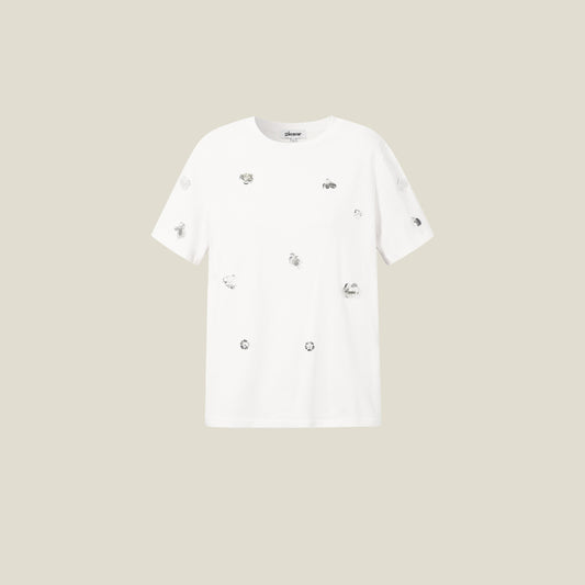 SEQUINS T-SHIRT - WIT