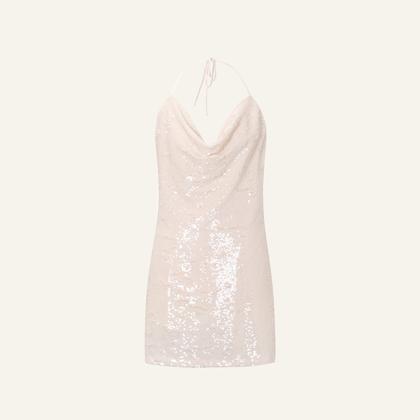 SEQUINS WATERFALL JURK - CRÈME