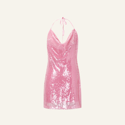 SEQUINS WATERFALL DRESS