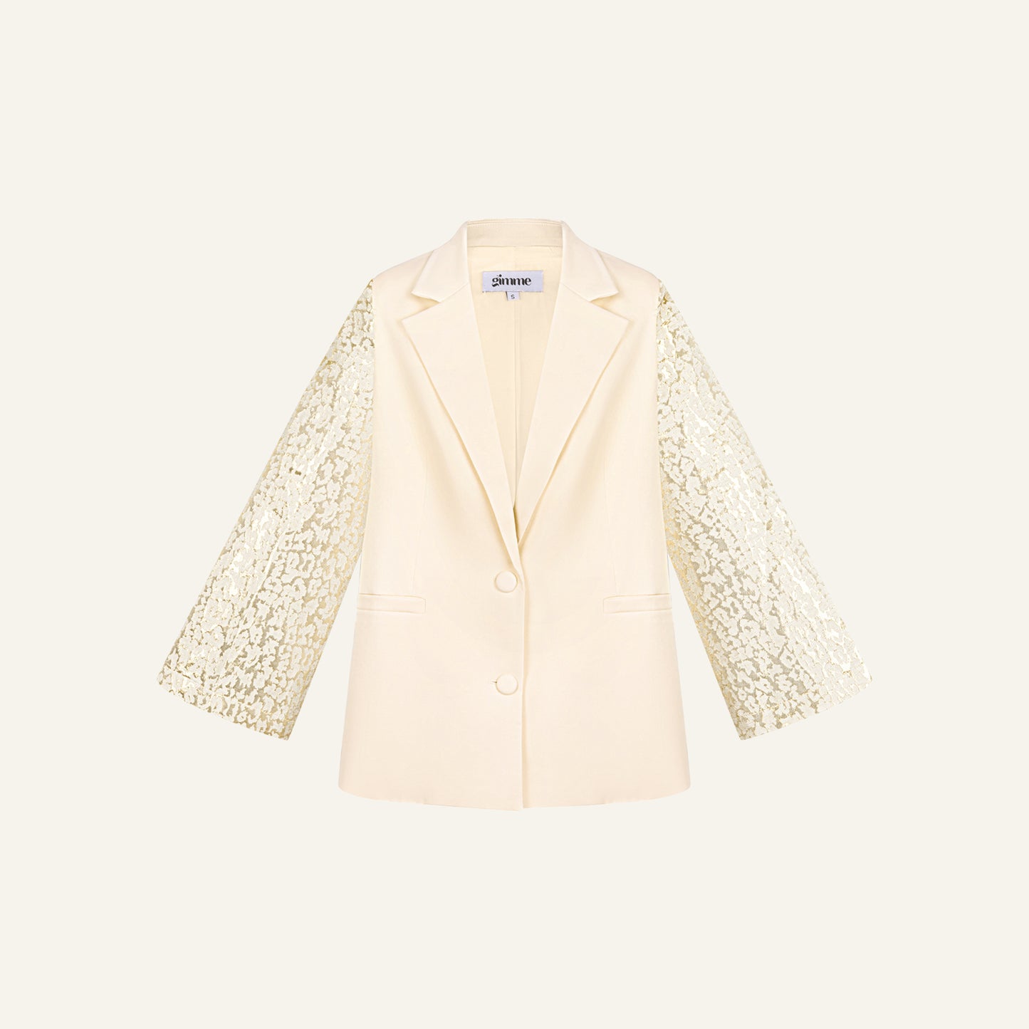 SHINY SLEEVES BLAZER - CRÈME