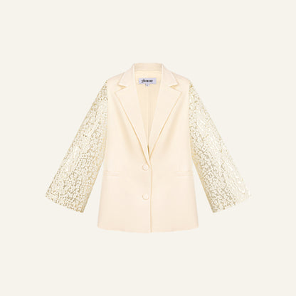 SHINY SLEEVES BLAZER - CRÈME