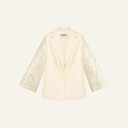 SHINY SLEEVES BLAZER - CRÈME