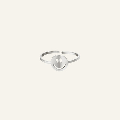 SILVER SMILEY RING