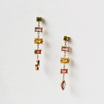 COLORFUL ZIRKONIA OORBELLEN - GOUD