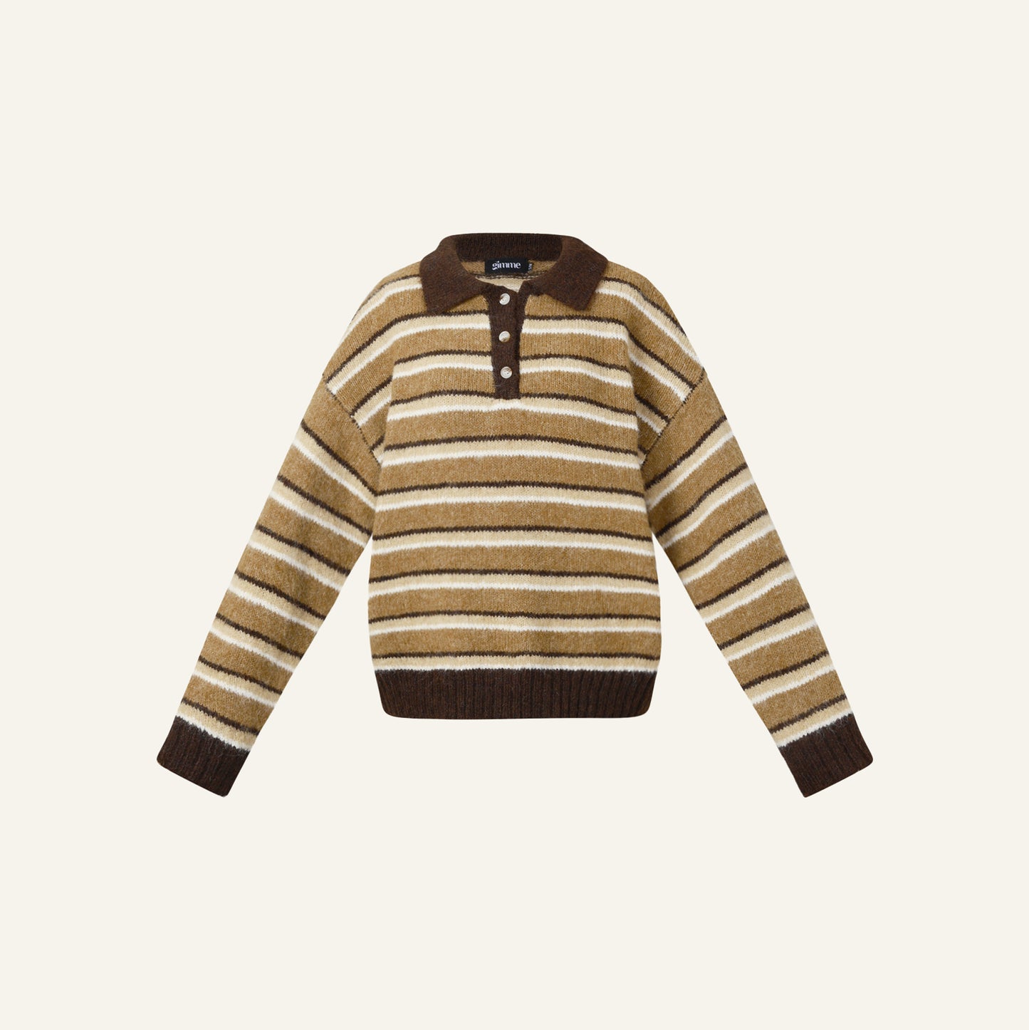 Stripes Polo Knit - Brown