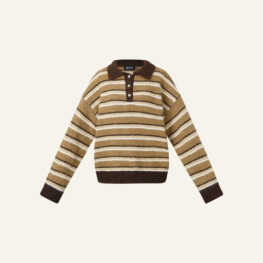 STRIPES POLO KNIT - BRUIN
