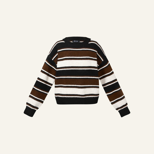 STRIPES KNIT - DONKERBRUIN